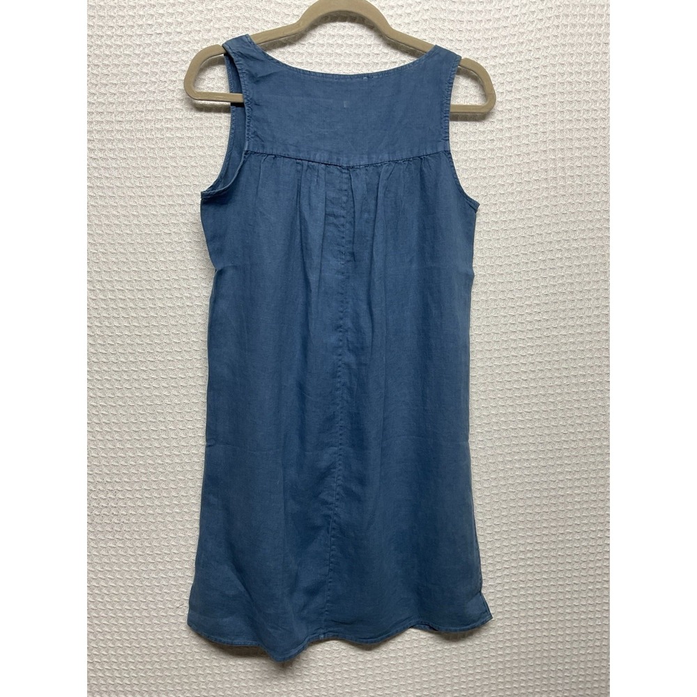 Artisan 100% Linen Jean Women's Small Denim Dress Mini Y2K‎ Spring Summer Beach - Picture 6 of 8